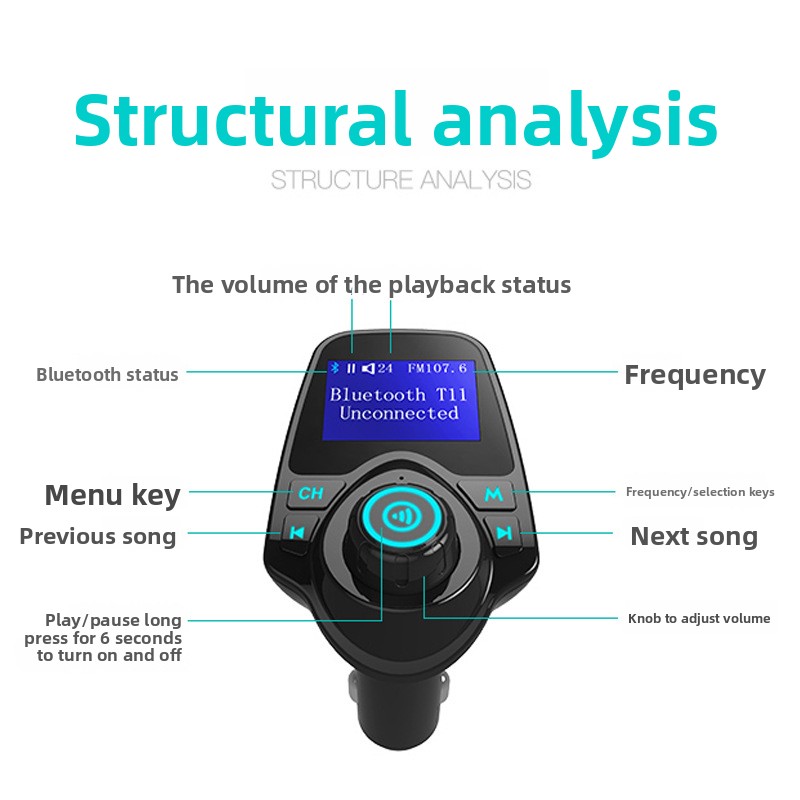 Fm Transmitter - T11 سيارة مشغل MP3 FM الارسال
