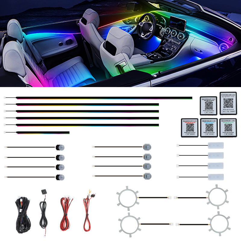 Led Interior Ambient Light - إضاءة محيطة مخصصة سهلة التركيب، طقم