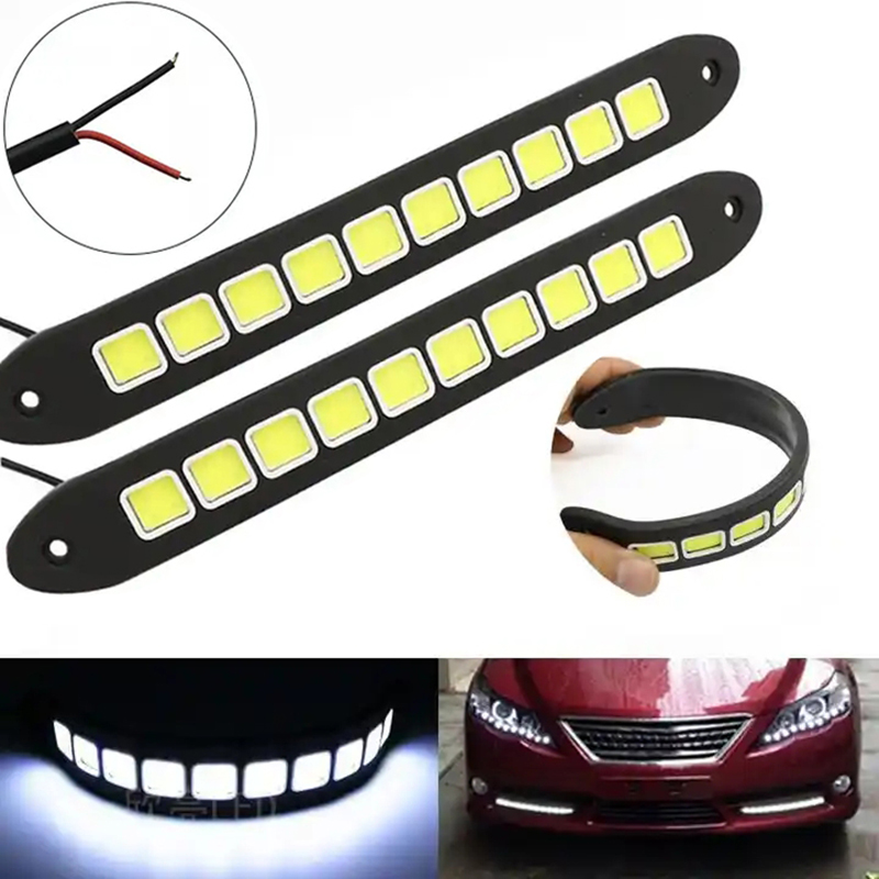 1/2 قطعة DRL COB سيارة LED الن - مراجعة Car Accessories For Road Trip وسعره